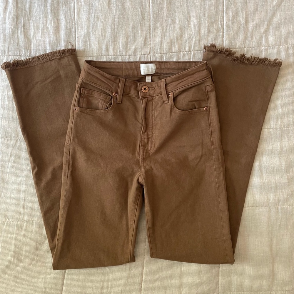 Jonathan Simkhai High Rise Frayed High-Low Hem Pants